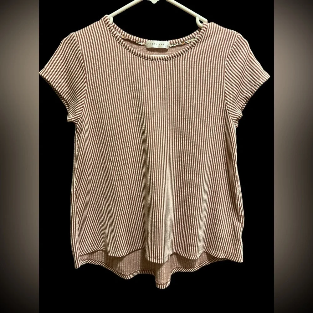 Retrology Maroon and White Striped Tee Sz PS - Picture 1 of 5
